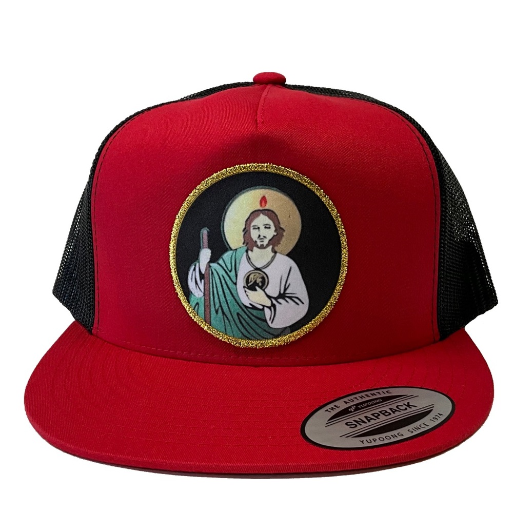 San judas Tadeo hat red black mesh
